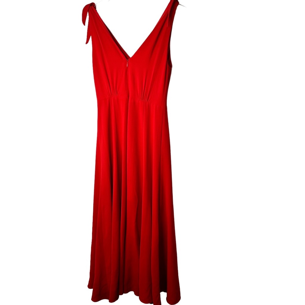 Betsy Johnson Pebble Crepe Midi Dress with Shoulder Ties in
Red Size 2 - Picture 6 of 13